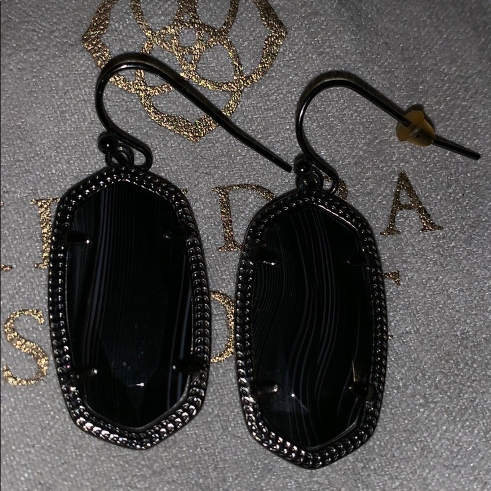 Kendra Scott gunmetal black banded earrings-